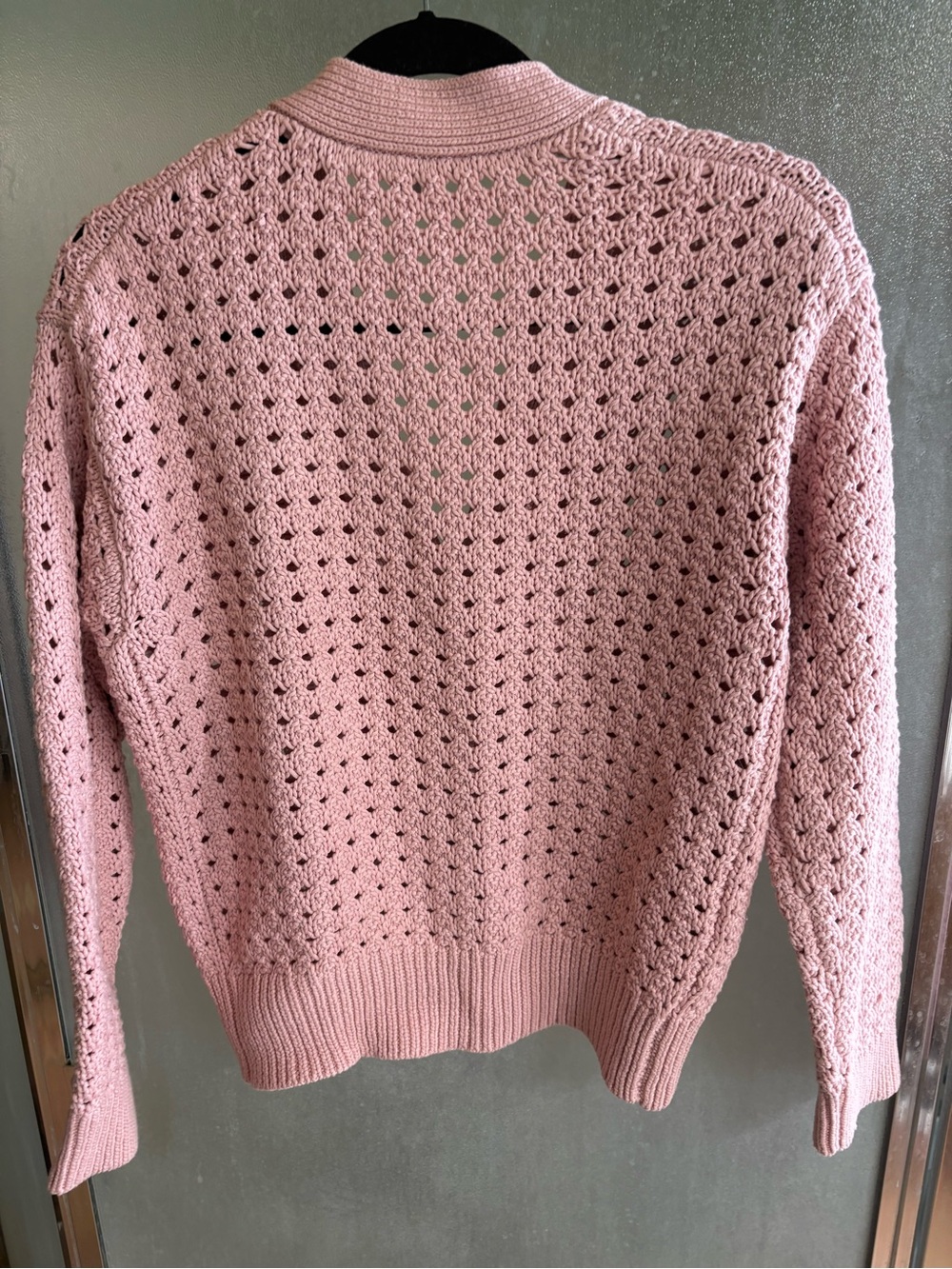 Ann Taylor Weekend Pink Open-Knit Button Front Cardigan - Picture 4 of 5